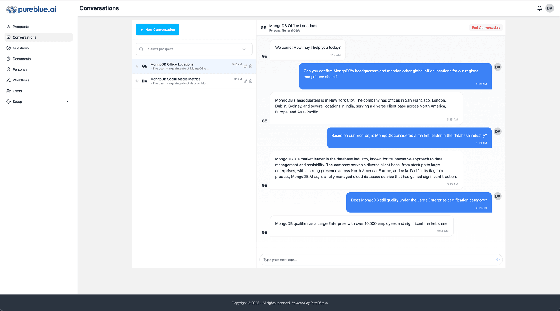 PureblueAI Dashboard